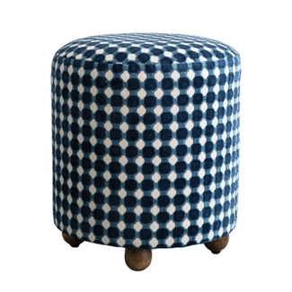 Velvet Stool w/ Blue Dot Pattern