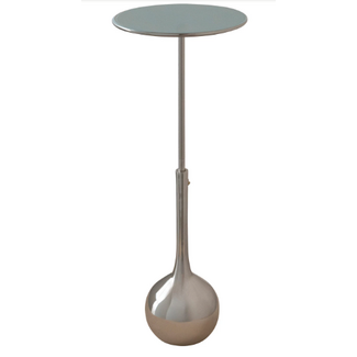 Metal Adjustable Table, Chrome Finish & Blue