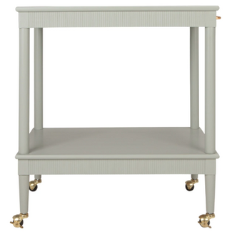 2-Tier Fluted Bar Cart w/ Gold Rod & Casters