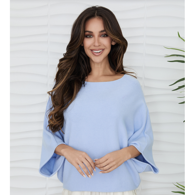 Crew Neck Batwing Sleeve Knit Top