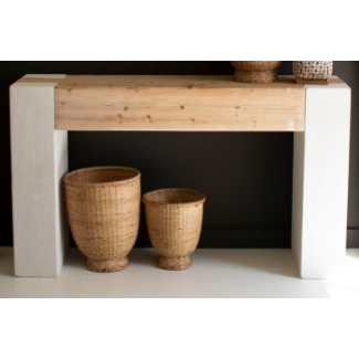 Textured Console w/ Wooden Top