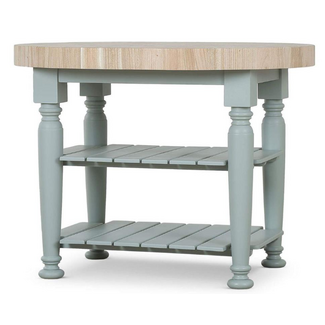 Farmhouse Butcher Block Kitchen Island Pale Blue