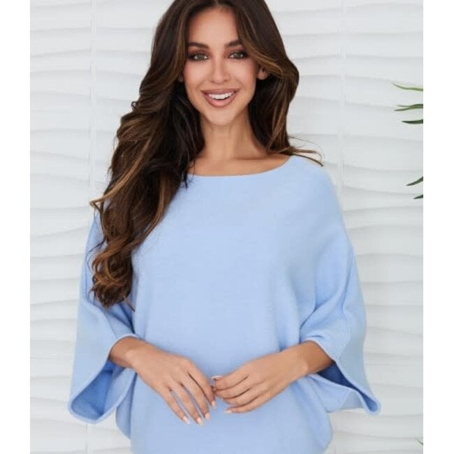 Crew Neck Batwing Sleeve Knit Top