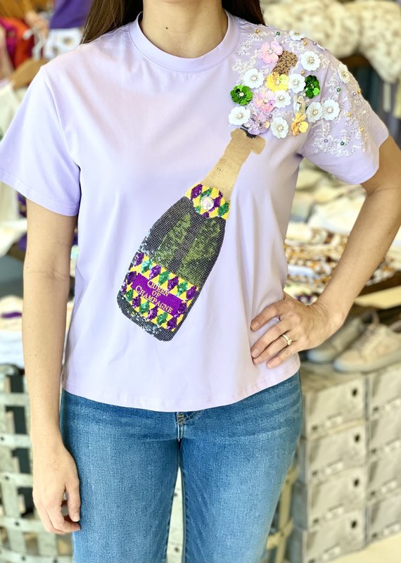 Queen of Sparkles Mardi Pardi Champagne Tee