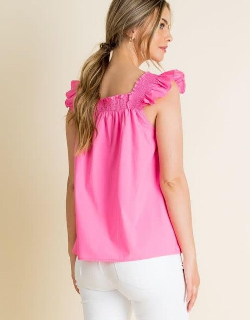 Pink Poplin Smocked Top