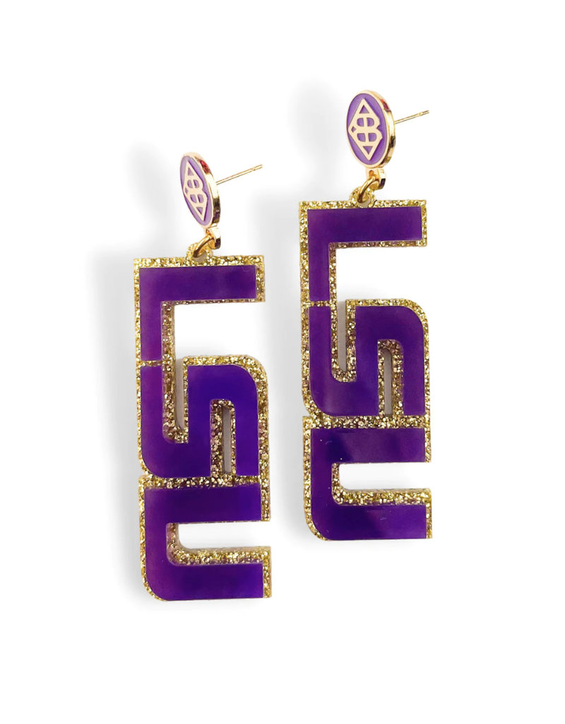 Brianna Cannon Purple & Gold Glitter LSU Earrings