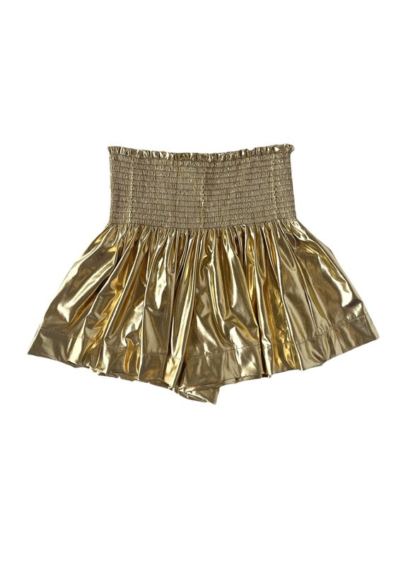 Queen of Sparkles Gold Metallic Swing Shorts