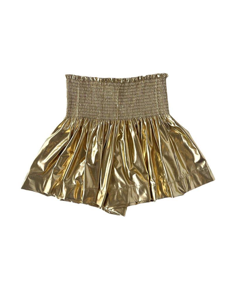 Queen of Sparkles Gold Metallic Swing Shorts