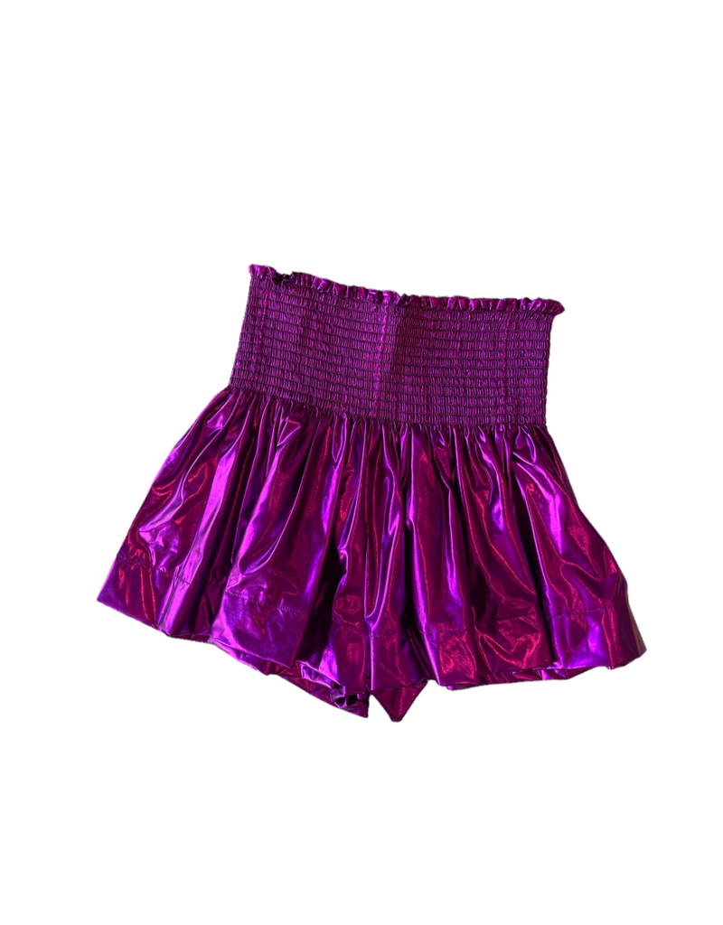 Queen of Sparkles Purple Metallic Swing Shorts