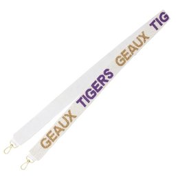 White Geaux Tigers Beaded Strap