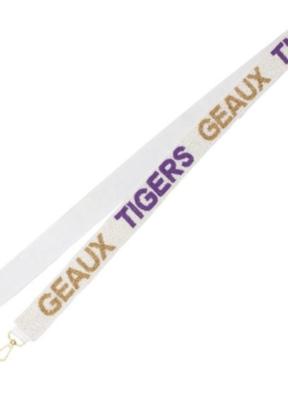 White Geaux Tigers Beaded Strap