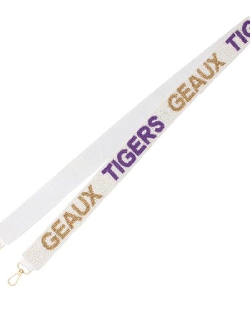 White Geaux Tigers Beaded Strap