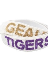 White Geaux Tigers Beaded Strap