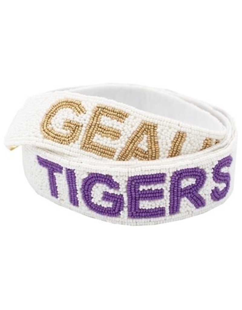 White Geaux Tigers Beaded Strap