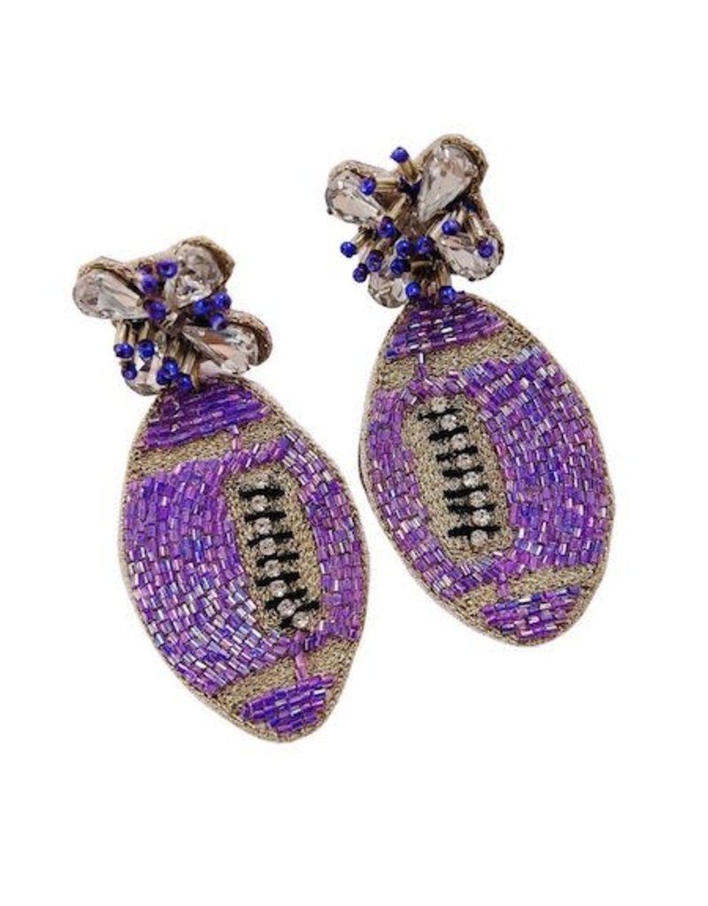 Purple Football Beaded Earring