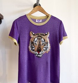 Sparkle City Gold Tiger Two Tone Glitter Tee