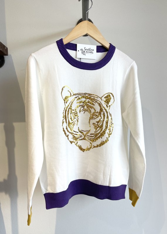 Sequin Tiger Colorblock Sweater