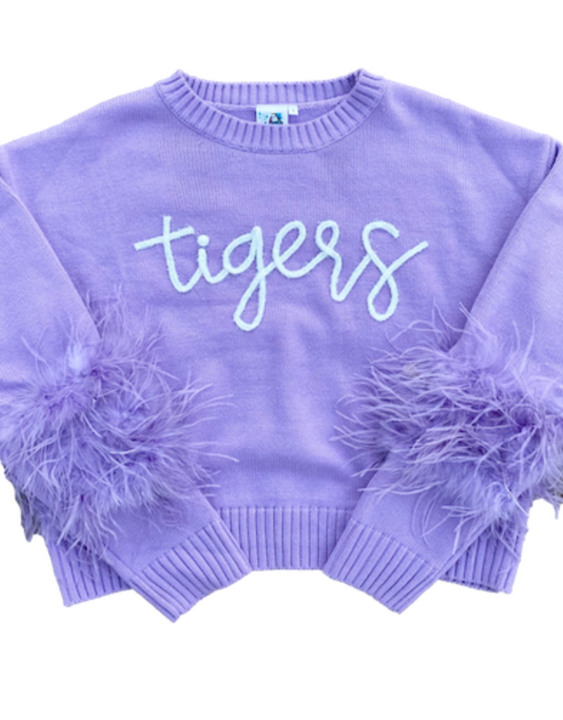 Queen of Sparkles Tigers Feather Sleeve Sweater