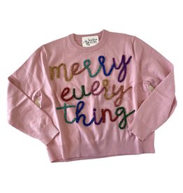 Queen of Sparkles Merry Everything Glitter Script Sweater