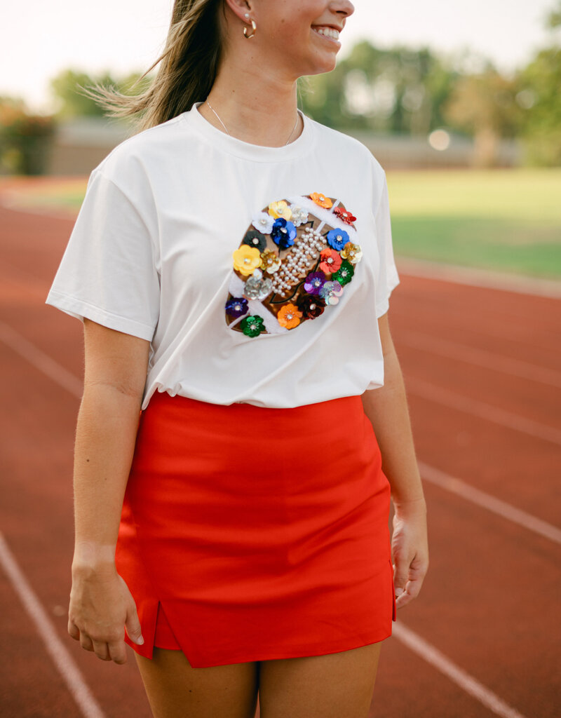 Queen of Sparkles White Floral Football Tee