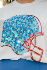 Queen of Sparkles Light Blue & Red Flower Helmet Tee