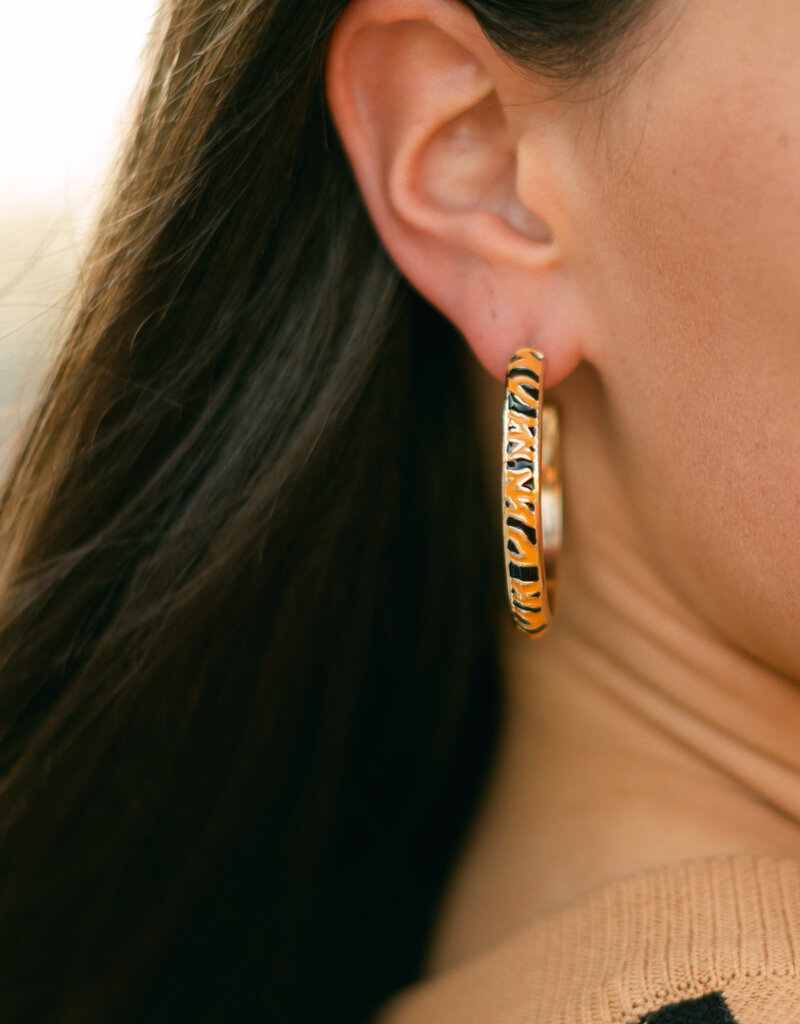 Large Tiger Stripe Hoop Earrings