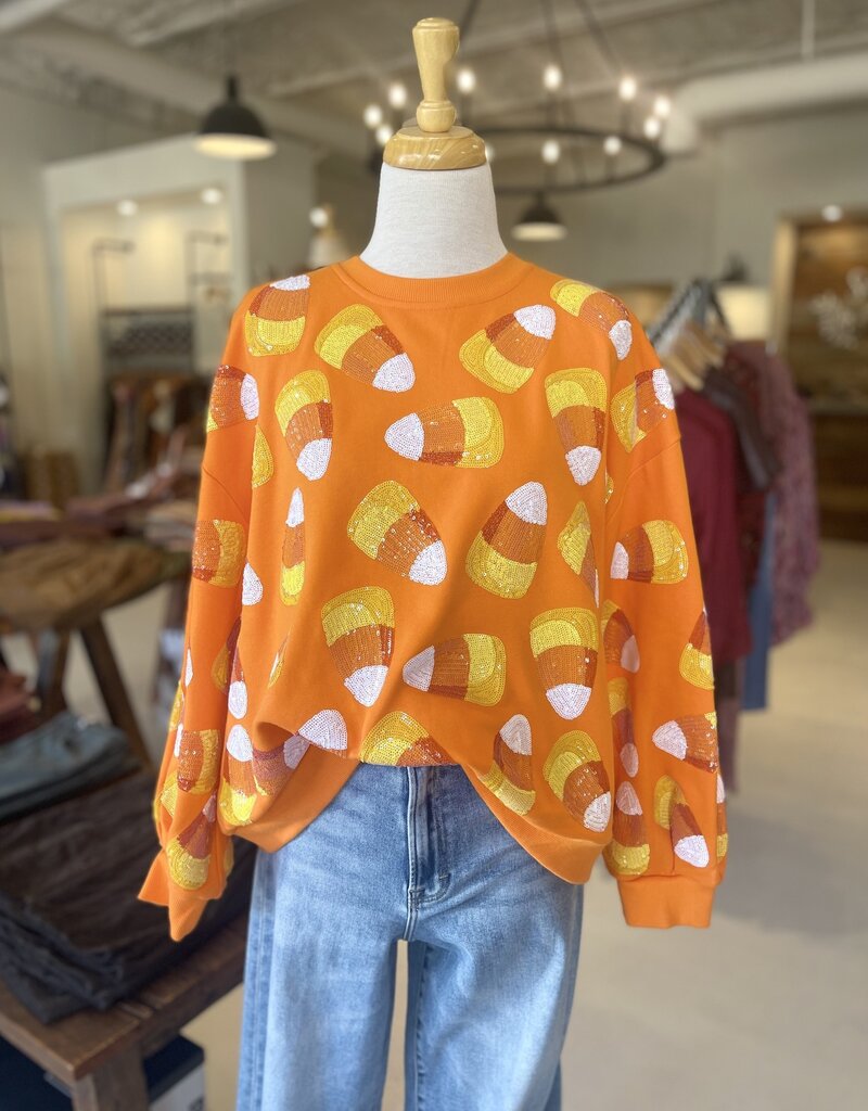 Queen of Sparkles Orange Candy Corn Sweatshirt