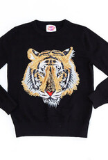 Sparkle City Mega Mike Black Sequin Tiger Sweater