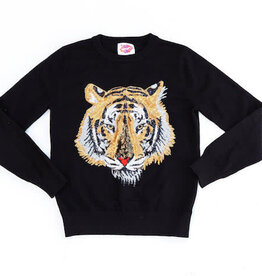 Sparkle City Mega Mike Black Sequin Tiger Sweater