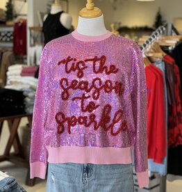 Queen of Sparkles Pink Full Sequin 'Tis The Season Sweater
