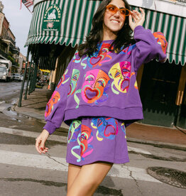Queen of Sparkles Purple Multi Mardi Gras Mask Sweatshirt