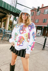 Queen of Sparkles White Multi Mardi Gras Mask Sweatshirt