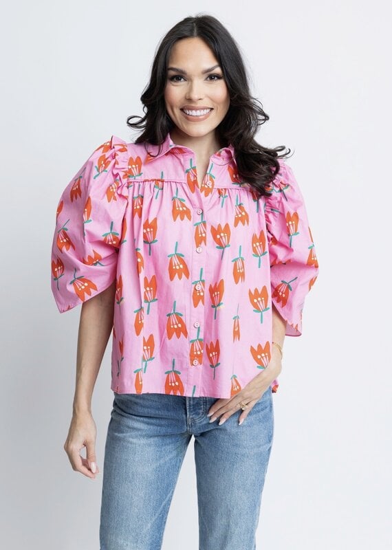 Karlie Poplin Poppy Ruffle Blouse