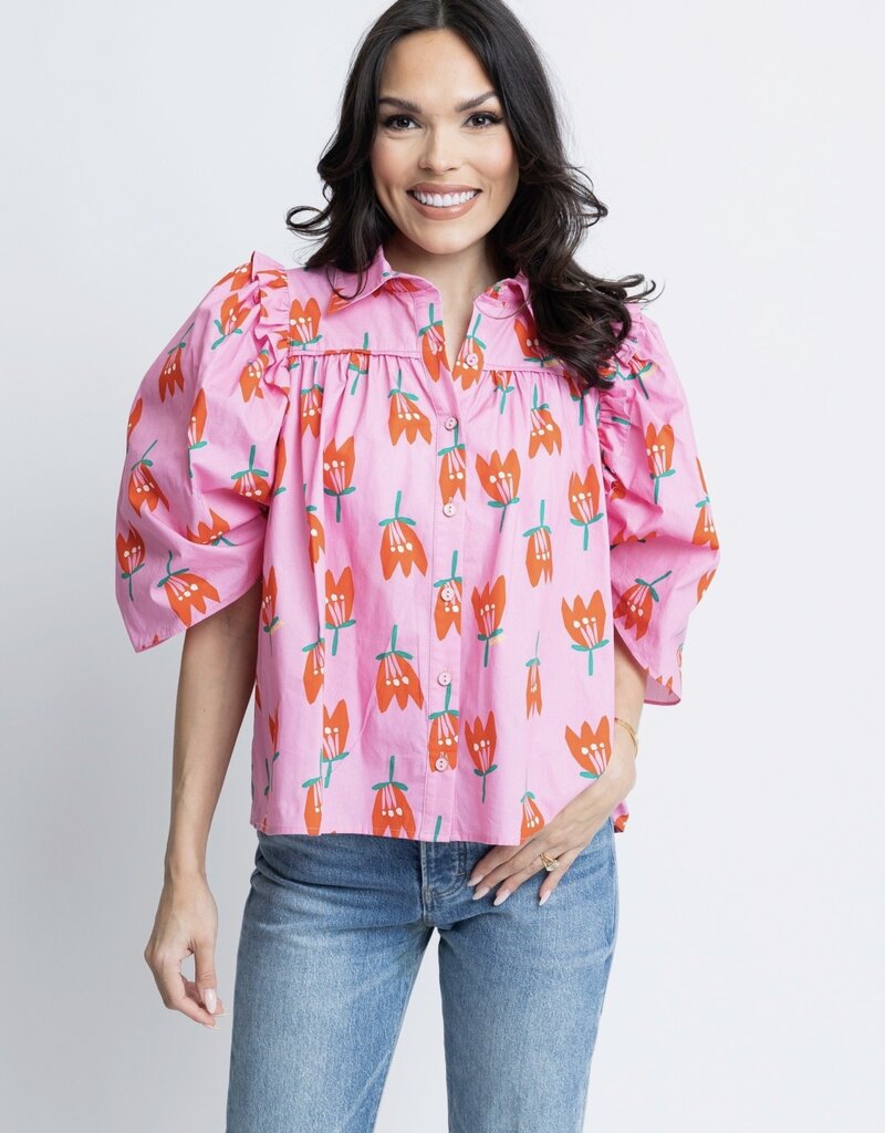 Karlie Poplin Poppy Ruffle Blouse