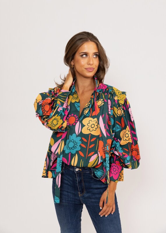 Karlie Retro Garden Ruffle Blouse