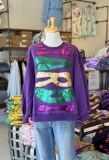 Queen of Sparkles Purple Mardi Gras Foil Word Sweatshirt