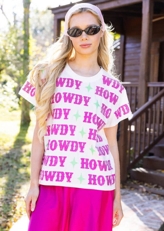 Queen of Sparkles Howdy Y'all Colorblock Tee