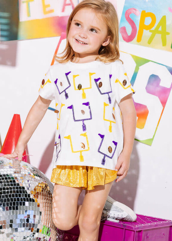 Queen of Sparkles Kids Purple & Gold Field Goal Tee