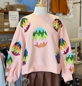 Queen of Sparkles Salmon Groovy Easter Egg Sweatshirt