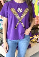 Queen of Sparkles Purple & Gold Baseball Tee