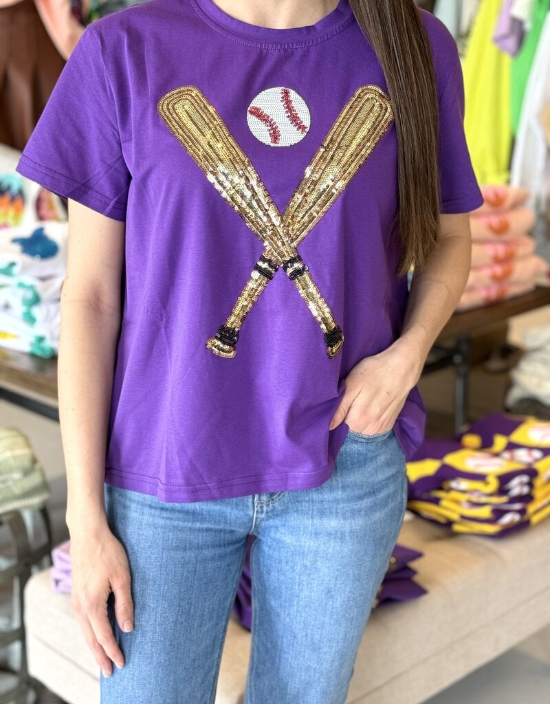 Queen of Sparkles Purple & Gold Baseball Tee