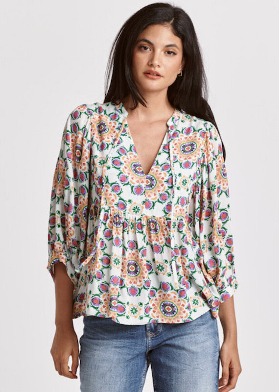 Dear John Malia Blouse Flower Medallion