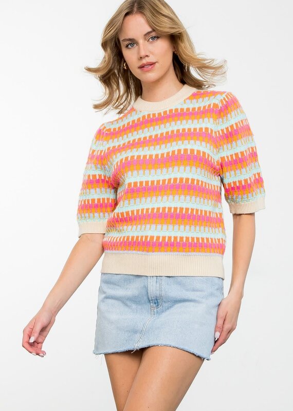 Retro Crochet Pattern Sweater Top