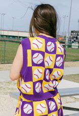 Queen of Sparkles Purple & Gold Checkered Baseball Tank