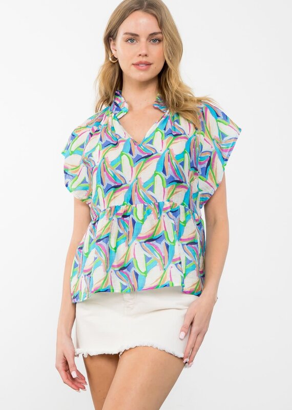 Tropical Breeze Print Blouse