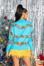 Queen of Sparkles Aqua Don't Get Your Tinsel In A Twist Sweater