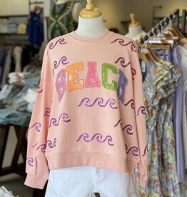 Queen of Sparkles Peach Wave & Beach Sweatshirt