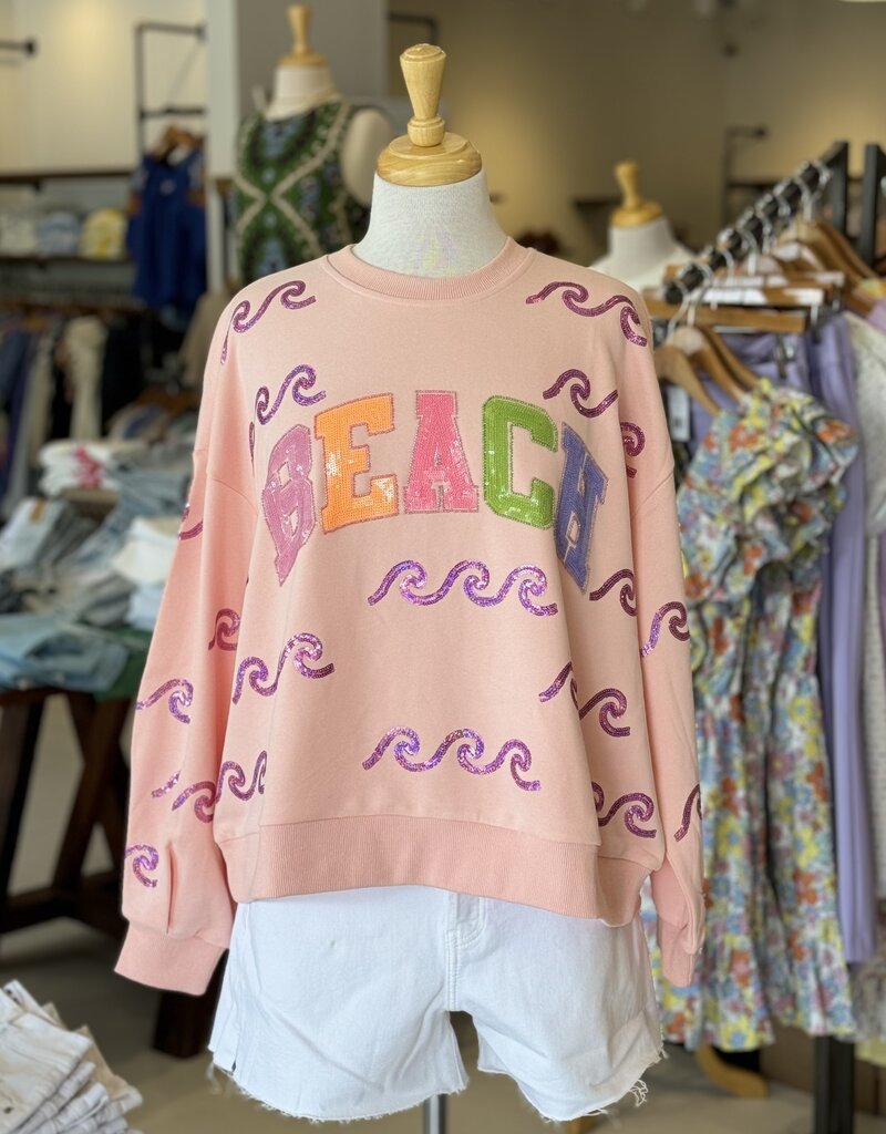 Queen of Sparkles Peach Wave & Beach Sweatshirt