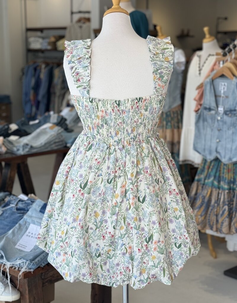 Floral Ruched Bubble Mini Dress