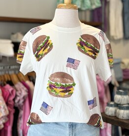 Queen of Sparkles White Scattered American Burger Tee